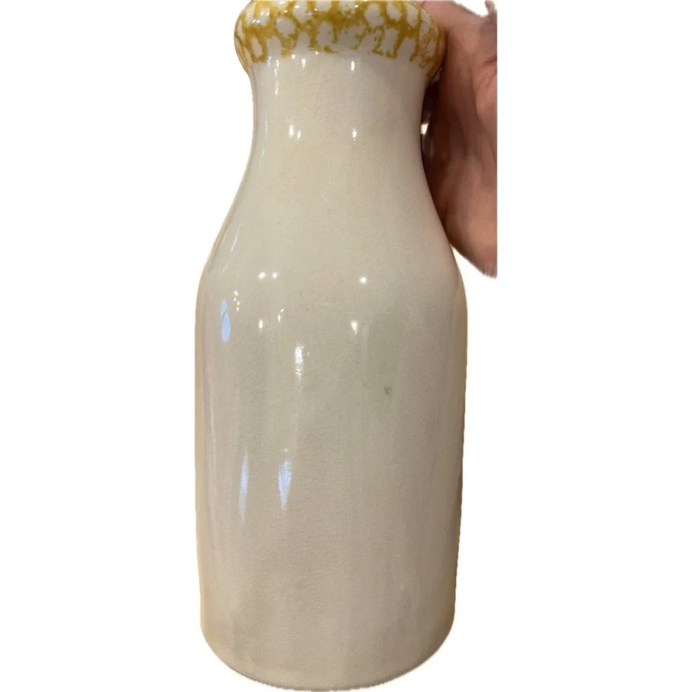 Hand Painted Ceramic Milk Bottle Vase Set Sunflower Pansy Farmhouse Decor